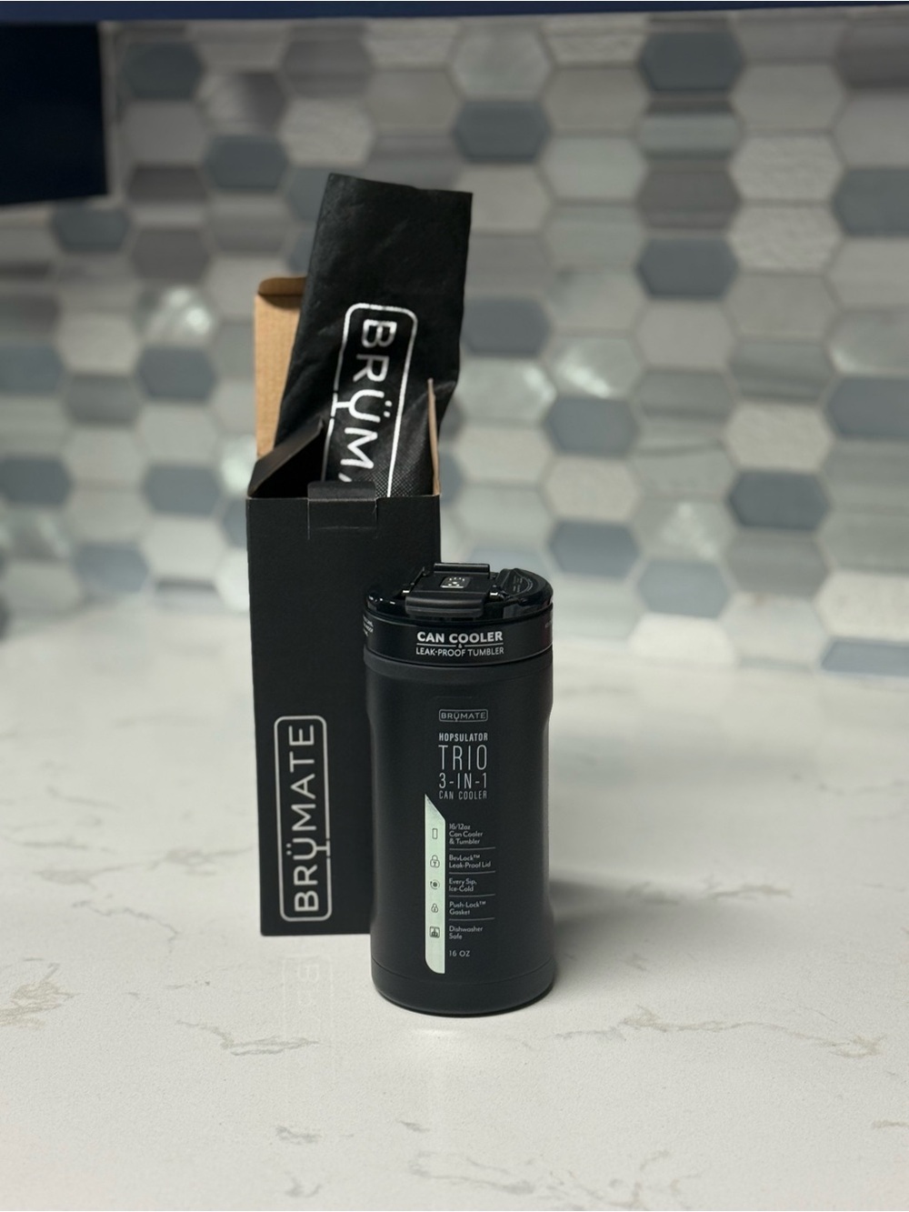 BrüMate Black Trio 3-in-1 Can Cooler - Insulated Leak-Proof Design